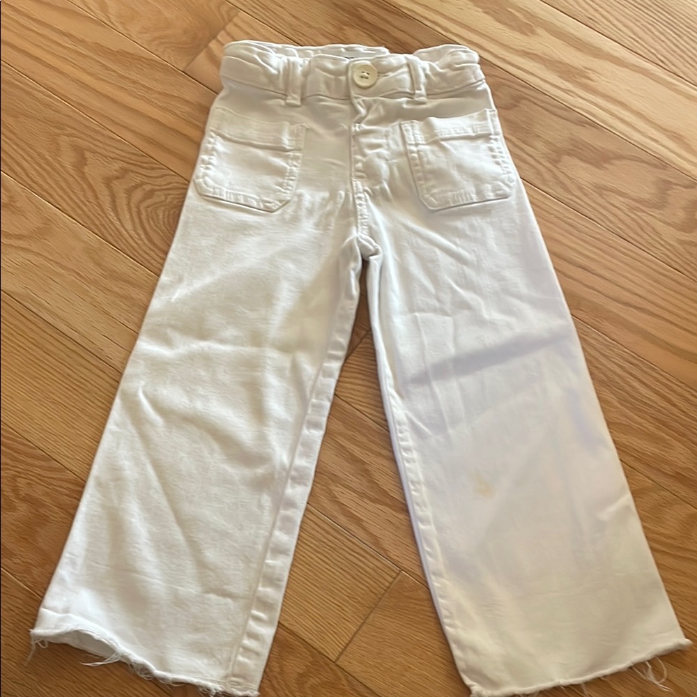 White Wide-Leg Jeans with Button Detail